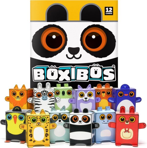 Box Buddies Boxibos Animals - Pack of 12 Mini Box Animals - Paper Craft for Kids, Party Bag Fillers, Pocket Money Toys