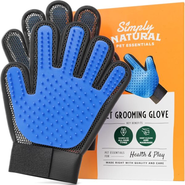 Cat Grooming Glove, Dog Grooming Glove, 2 Pack Velcro Cuff Pet Grooming Glove, Hair & Fur Remover for Cats Brush Gloves, Grooming Mitt, Grooming Gloves for Short Medium Long Hair