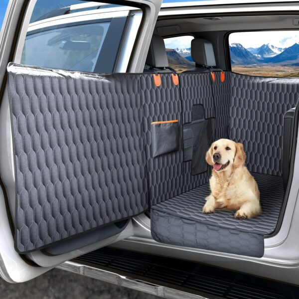 Chumajor XL Dog Car Seat Cover for Trucks with Flip Up Rear Seats, Waterproof Floor Cover Hammock for Crew Cab Trucks,Back Seat Pet Cover for Dogs Truck Accessories, Compatible with F150