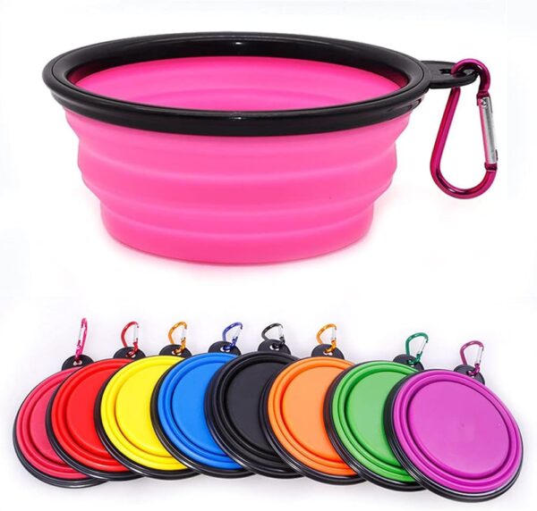 Collapsible Dog Bowl,Collapsible Dog Water Bowls for Cats Dogs, Portable Pet Feeding Watering Dish,Portable Dog Water Food Bowl with Carabiner (Small(350ML), Pink)