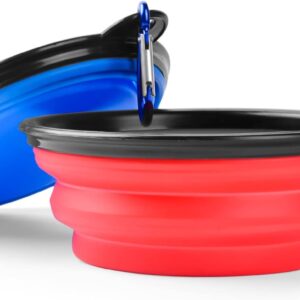 Collapsible Travel Silicone Dog Cat Bowl Portable Pet Food Water Bowl, Feeding trough Portable Drinking Water Drinker with Water Hook, Easy to Carry, Save Space