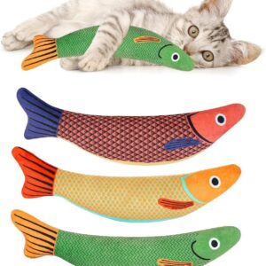 Difistik Catnip Toys for Cats, 3PCS Cat Toys for Indoor Kitten Teething Toys with Bell Inside, Interactive Plush Cat Pillow Cartoon Catnip Cat Chew Toy