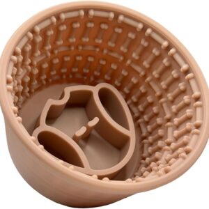 Dog Bowl Silicon Non-Slip, Non-Spill Easy Clean Pet, Puppy Food and Water Slow Eater for all Types of Dogs (beige)