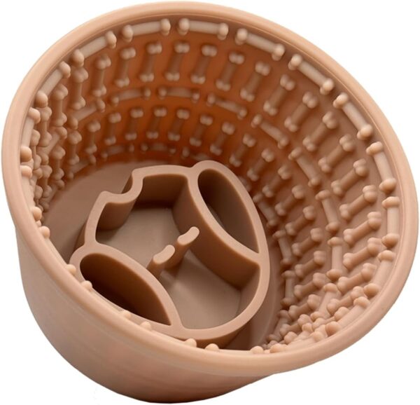 Dog Bowl Silicon Non-Slip, Non-Spill Easy Clean Pet, Puppy Food and Water Slow Eater for all Types of Dogs (beige)