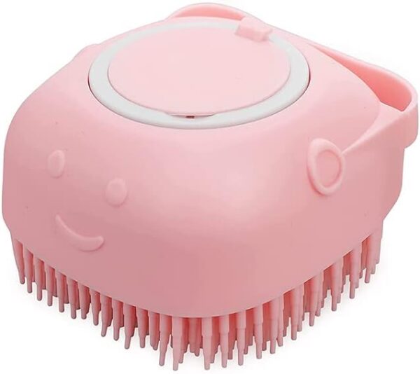 Dog Cat Bath Brush Puppy Pet Massage Bath Brush Silicone Dog Shampoo Brush Pet Grooming Brush Deshedding Tool Dispenser Brushes for Dogs and Cats Long Short Haired Puppy Washing Shower Grooming (Pink)