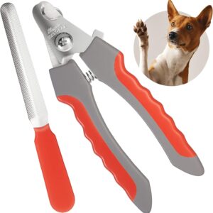 Dog Clippers Nail with Nail File - Anti Slip Grip Pet Nail Clippers, 5.5" Dog Claw Clippers for Small Medium Large Breed, Pet Safe Puppy Nail Clippers, Dog Nails Clippers with Adjustable Safety Guards