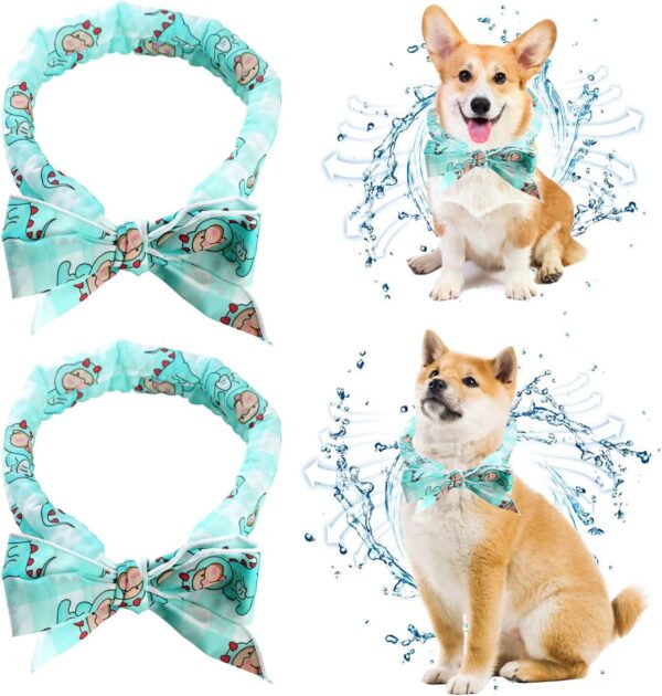 Dog Cooling Bandana 2Pack Cool Collar for Dogs Cats Small Medium, Pet Bandanas Supplies Accessories for Summer Indoor&Outdoor