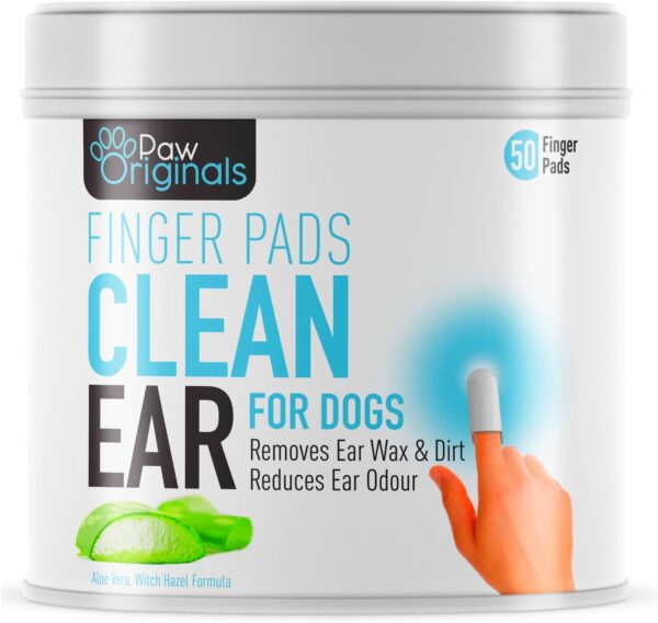 Dog Ear Wipes - Finger Pads | Stop Itching - Remove Dirt, Wax & Clean Dirty Ears Easily | Aloe Vera & Witch Hazel Infused | 50 Dog Ear Cleaning Finger Wipes For Easy Cleaning Of Dogs Ears | UK BRAND