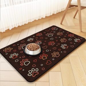 Dog Food Mat-Absorbent Dog Food Mat Quick Dry Dog Feeding Mat-No Stains Placemat Feeding Mat for Dog,Pet Supplies for Sloppy Drinkers 44 * 75 cm (paw print)