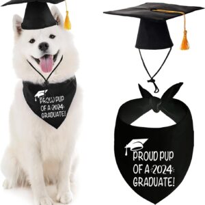 Dog Graduation Bandana and Dog Graduation Cap with 2023 Black Tassel Graduation Dog Cap Bandana Outfits Costumes for Dog Graduation Gift Supplies (One Size, Proud Pup of A Grad)