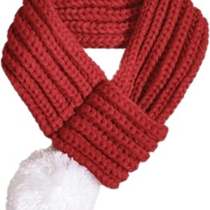 Dog Knitted Scarf Christmas Pet Scarf Red Pet Scarf Warm Cute Soft and Fashionable Dog Knitted Scarf Perfect Holiday Accessories for Pets Christmas Dog Scarf Pet Scarves Ideal for Holiday Dress Up(S)