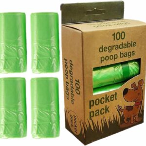 Dog Poo Bags Heavy Duty Poop Bags With Tie Handles Extra Strong Degradable Doggy Waste Bag Roll Leak Proof Pooper Bags Cats Dogs Puppy Pet Supplies Outdoor Accessories Green 32cmx36cm (Pack Of 100)