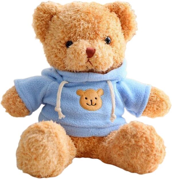 EARTNDP Teddy Bear Plush 30cm Cuddly Soft Toys Brown Teddy Bear Stuffed Animals Cute Small Soft Toys Stuffed Blue T-shirt Bear for Kids Toddlers Girlfriend Gifts Valentines Day Birthday Baby Shower