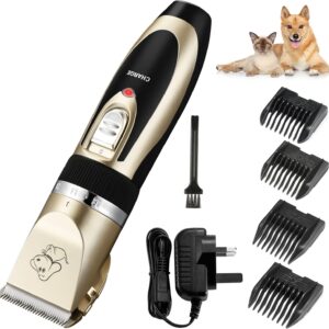 Electric Dog Clippers, Cordless Dog Trimmer Low Noise | Pet Grooming Kit Rechargeable & Fast Charging Dog Grooming Clippers with 4 Combs | Professional Cat Hair Trimmer for Dogs Cats Horses, Green