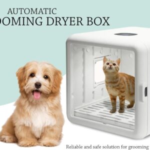 EssentialPets Smart Automatic Pet Grooming Dryer Box - Quick, Low Noise, Self Dry, Portable & Fast Hair Drying for Dogs, Cats, and Small Pets with Temperature and Timer Control, Spa Treatment