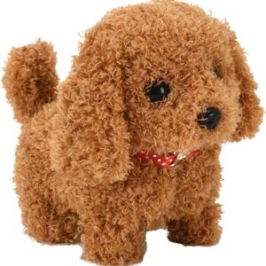 Falafoty Toy Dogs Plush Teddy Interactive Electronic Pets Dog Walking Barking Wagging Tail Walking Companion Animal Dog Toys Present Gifts for 2 3 4 5 Years Old Girls Boys Kids