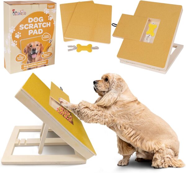 Foam Padded Dog Scratch Pad for Nails | Dog Nail File Solution - Essential in Dog Products & Pet Supplies |Dog Grooming & Dog Training & Behavior Aids | Dog Gifts & Pet Care | (Yellow Ramp Style)