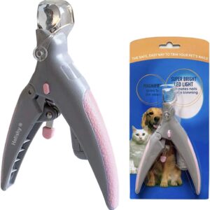 Illuminated Pet Nail Clipper, 5X Magnification Dog Nail Scissor Safe Pet Grooming Trimmer Claw Care Tool, Features LED Light Great for Dogs Cats