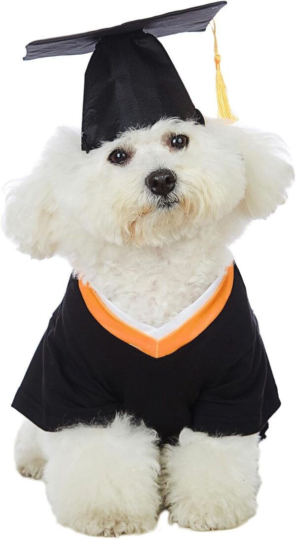 Impoosy Dog Graduation Shirts with Pet Graduation Hats with Yellow Tassel Puppy Graduation Costumes for Dogs Cats Holiday Costume Accessory (XL)