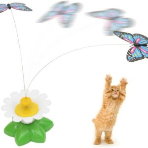 Interactive Electric Rotating Butterfly Toy For Pet Cat Random Butterfly Chase Kitten Cat Playing Toy (Butterfly)