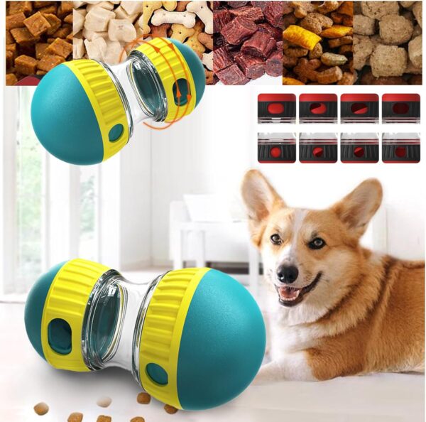 Interactive Treat Dispenser Dog Toy, Dog Treat Dispensing Puppy Toys, Rolling Dog Treat Dispenser Slow Feeder, Reduce Boredom Improve IQ, for Small Medium Large Dogs (Green)