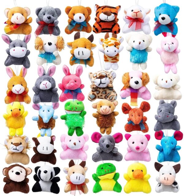 JOYIN 12 Pack Random Mini Animal Plush Toy Assortment (12 Units 3" Each),Bulk Stuffed Animals for Kids, Small Animals Plush Keychain Decoration, Carnival Prizes, Easter Party Favors