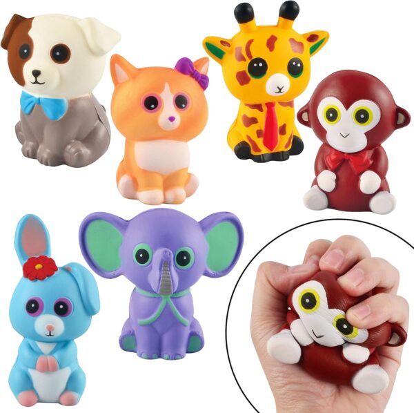 JOYIN 6 Pack Jumbo Size Squishy toy Animal Toy Slow Rising Stress Relief Super Soft Squeeze Kawaii Cute Animal Friends Toys for Boys Girls