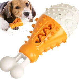 JianbooDCH Dog Toys, Indestructible Dog Chew Toy Dog Toothbrush Puppy Teething Toy Turkey Leg Shape Dog Birthday Present, Food Dispensing and Cooling Fun Features for Large/Medium/Small Dogs