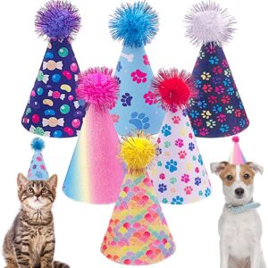 JpGdn 6pcs Dog Birthday Hat Party Hats Supplies for Small Medium Boy Girl Doggie Puppies Cat Kitten Decorations Grooming Accessories