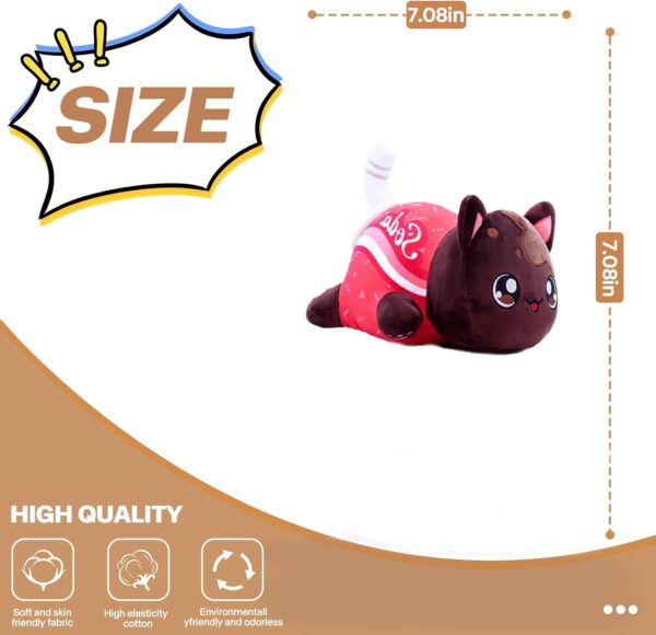 LAIBUY Cat Plush Pillow, Soft Kawaii Kitten Anime Plushie Hugging Pillow, Cute Stuffed Cat Animal Plush Toys Suitable Kids Boys Girls and Her Birthday Christmas Day Gifts (coke)