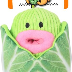 LAMAN Hide 'N Treat Cabbage Plush - Interactive Dog Puzzle Toy, Squeaky & Crinkle Snuffle Dog Treat Toy for Boredom Relief & Mental Stimulation - Ideal for Small, Medium Dogs & Puppies