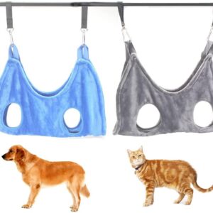 MOUOGO Pet Grooming Hammock Dogs Cats Clipping Sling Hanging Harness for Ear Care Kit Nail Trimming Bag,Pack of 2 (L)