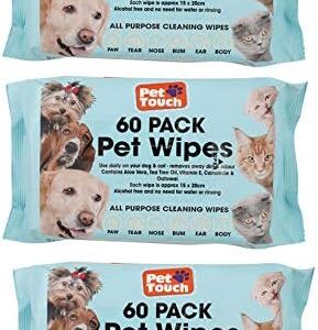 Multi Pack of Pet Grooming Wipes Count Deodorizing & Hypoallergenic Cleaning Wipes for Dogs & Cats All Natural Pet Wipes (180 wipes)