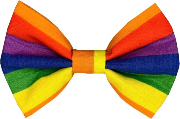 New Dogs Bow Tie Rainbow Lgbt Stripes Elastic Band attach COLLAR ACCESSORY Handmade UK (Small)