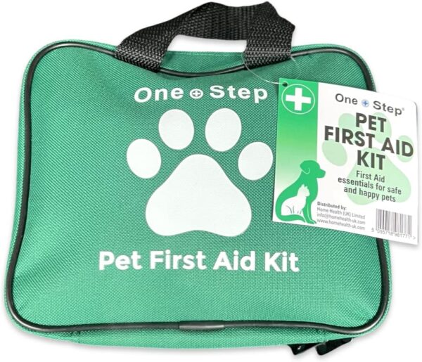 One Step Pet First Aid Kit, Includes Over 80+ Premium Items, Tick Remover, Syringe, Vet Wrap, Bandages, Wipes, Travel Sized First Aid For Dogs, Cats and all Other Pets