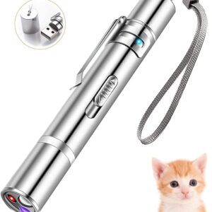 PAIDASHU Cat Toys, Interactive Toys for Cats, Cat Dog Red Pointer Light Toy, 7 in 1 LED Cat Light Pen,USB Rechargeable, Pet Scratching Practice Chase Training Tool