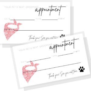 Pet Grooming Appointment Reminder Cards | Physical Printed 2x3.5” inches Business Card Size | Pet Grooming Supplies | Matches Grooming Report Card & Grooming Loyalty | Red Bandana Design