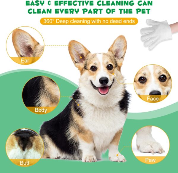 Pet Grooming Gloves Wipes, Hygienic Wipes for Dogs & Cats, Cleaning & Deodorizing Pet Bathing Wipes, No Rinse Puppy Extra Thick Paw Wipes, Dog Cleaning Gloves for Butt, & Body (6PCS-Grooming Wipes)