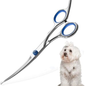 Pet Grooming Scissors, Jiasoval 6" Up Curved Dog Grooming Scissors Set with Safety Round Tip, Stainless Steel Pet Grooming Dog Cat Hair Cutting Trimming Scissors