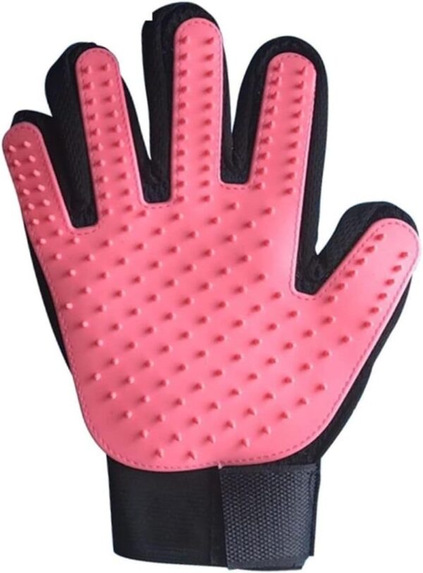 Pet Hair Grooming Glove, Dog Cat Rabbit Gentle Deshedding Brush Glove, Pet Hair Remover Mitt Long & Short Fur Cleaning Comb Brush Message for Cats Dogs Rabbit Horse and Other Animal (Pink)