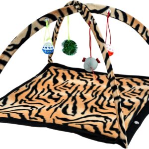 Pet Living Cat Kitty Activity Play Mat Kitten Play Mat With Swinging Fun Cat Toys (Tiger)