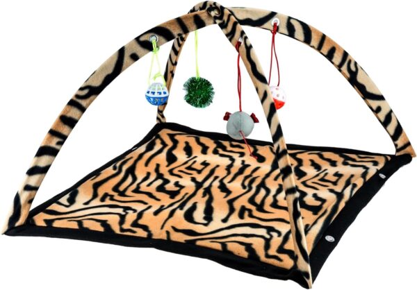 Pet Living Cat Kitty Activity Play Mat Kitten Play Mat With Swinging Fun Cat Toys (Tiger)