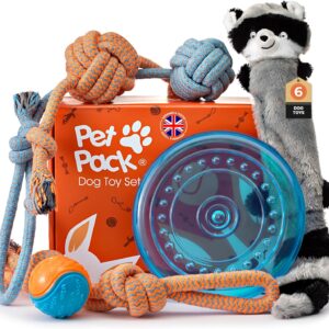 Pet Pack Dog Toy Set - 6 Durable Dog Toys for Small Dogs, Medium & Large, Interactive Dog Toys for Boredom - Puppy Toys from 8 Weeks Small Dog Toys