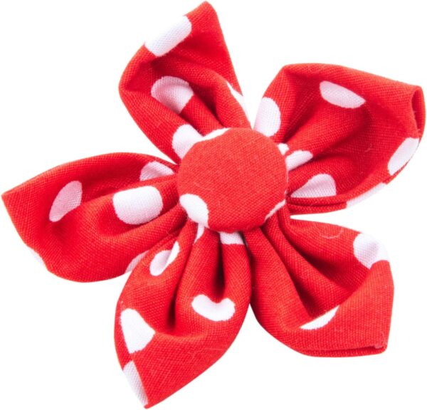 Pet Pooch Boutique Polka Dot Flower Collar Accessory for Dog, Red