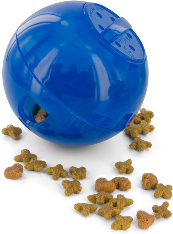 PetSafe SlimCat Food-Dispensing Cat Toy Blue, Treat Toy, Interactive Food Dispenser, Activity Snack Ball for Cats of All Ages