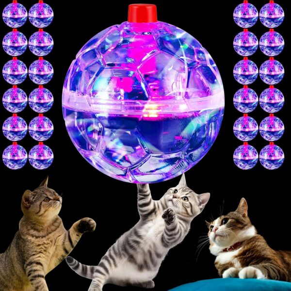 Poen 30 Pack Light up Cat Balls Ghost Hunting Cat Ball LED Motion Activated Cat Toys Ball Glowing Interactive Cat Hunting Toy for Cats Pet Dog Animal Activity Entertainment Indoor Supplies, 1.38 Inch