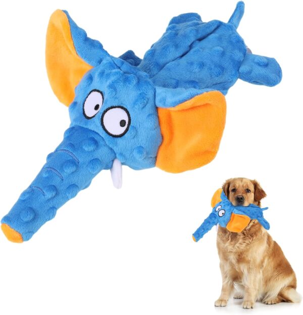 Radsocken Squeaky Plush Dog Toy, Soft Blue Elephant Dog Toys, No Stuffed Puppy Toy with Crinkle Paper, Pet Interactive Toy for Small Medium Dog Gifts Playing Training