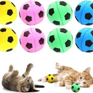 RuiChy 8 Pcs Sponge Ball Cat Toys, Soft Bright Color Foam Soccer Toy Balls, Noise-Free Bouncy Interactive Pet Ball Toys Kitten Activity Chase Quiet Play Chewing Exercise Toy