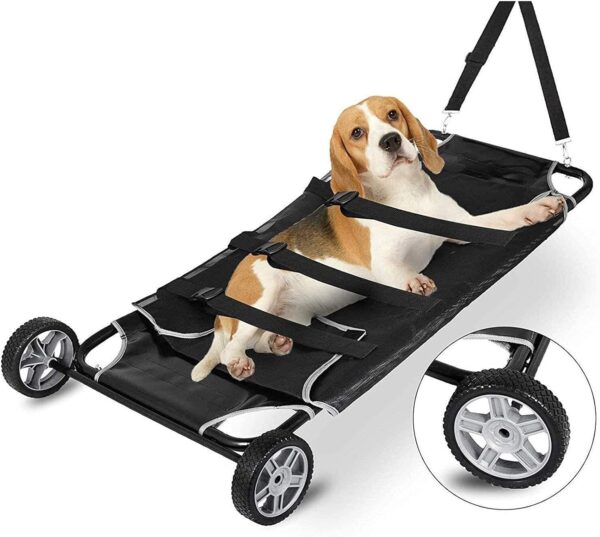 SHENXIAOMING Folding Animal Pet Stretcher, Kitten Puppy Rescue Stretcher Cart Pet Rescue Cart Trolley with 2 Wheels for Dog And Other Animal, Pet Supplies