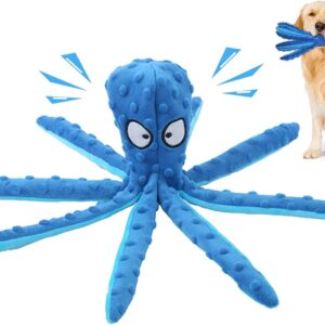 SHOKAN Squeaky Dog Toys, Dog Toys for Boredom for Puppy Small Medium Dogs, No Stuffing Octopus Dog Toy with Crinkle Paper, Plush Interactive Dog Toys for Teeth Clean, Durable Dog Chew Toys